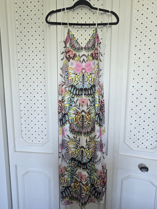 AFRM Dresses & Skirts - AFRM White Maxi Dress with Multi-Color Butterfly & Floral Print